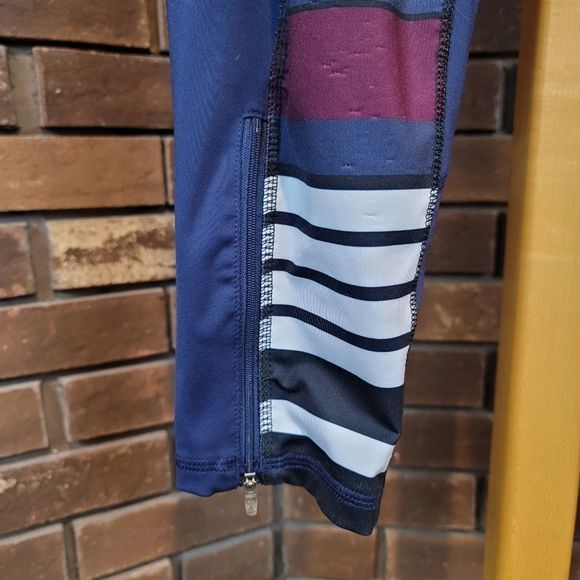 Champion spandex leggings multi stripe zip ankle mesh pockets athletic - Picture 5 of 9